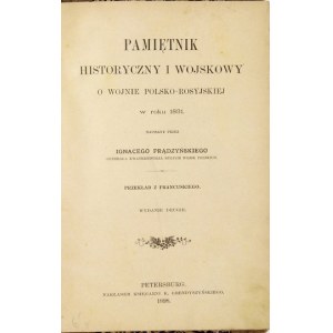 PRĄDZYŃSKI I. - Hist. and military memoir on the Polish-Russian war in 1831....
