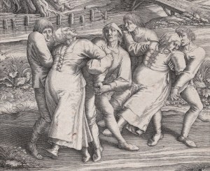 HONDIUS Henryk (1573-1650), BRUEGEL Piotr (wg) - Trzy epileptyczki. Miedzioryt, 1642 r.