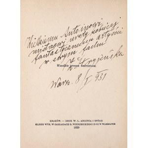 [Dedication of Zofia Stryjeńska to Antony Antoine Cierplikowski] WARCHAŁOWSKI Jerzy - Zofia Stryjeńska. Warsaw 1929 and 2 books with dedications to Antoine.