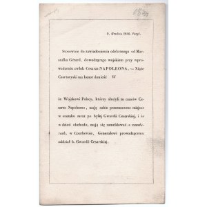 [CZARTORYSKI ADAM, POLSKO WOJSKO POLSKIE, NAPOLEON] Prince Czartoryski has the honor to report [...] Paris 1840