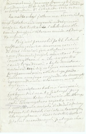 DOMEYKO Ignacy - Rękopis przemówienia z dnia 5 listopada 1884 roku w Paryżu [Tow. Hist.-Lit.]