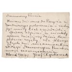 [LIPKOWSKI Józef] Business card with handwritten note and autograph. 1917