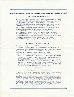 [MARYNARKA WOJENNA ŚWIĘTO] Zbiór dokumentów: program uroczystości, zaproszenie oraz druki ulotne. Paryż 1939