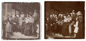 [MICKIEWICZ Władysław] 2 fotografie z obchodów 60-lecia małżeństwa W. Mickiewicza z M. z Malewskich, Paryż 1923