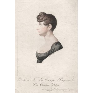 Künstler unbekannt - Porträt einer Dame (Comtesse Boyanowska). Geritzter Kupferstich [vor 1830].