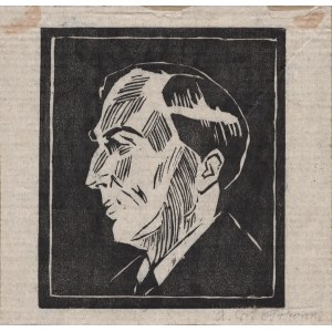 GRAMATYKA-OSTROWSKA Anna (1882 1958) - Porträt von Jan Lechon (?), Holzschnitt auf Seidenpapier.