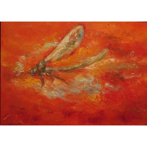 Iryna Kliuzko, 1990, Dragonfly on red, 2017