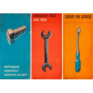 Zestaw trzech plakatów BHP - proj. Wiktor GÓRKA (1922-2004), Karol ŚLIWKA (1932-2018), 1968