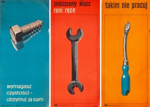 Zestaw trzech plakatów BHP - proj. Wiktor GÓRKA (1922-2004), Karol ŚLIWKA (1932-2018), 1968
