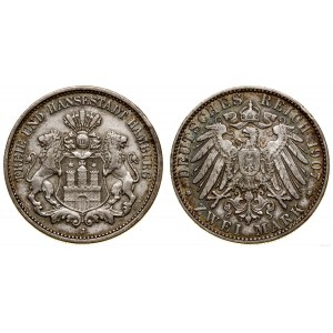 Niemcy, 2 marki, 1907 J, Hamburg