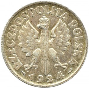 Polska, II RP, Kłosy, 2 złote 1924, Paryż, bardzo ładne