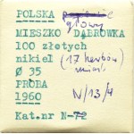Polska, PRL, 100 złotych 1960, Mieszko i Dąbrówka - próba, NIKIEL, Warszawa, UNC