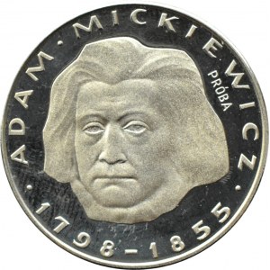 Poľsko, PRL, 100 zlotých 1978, A. Mickiewicz - vzorka, NIKIEL, Varšava, UNC