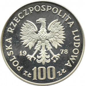 Poland, PRL, 100 zloty 1978, A. Mickiewicz - sample, NIKIEL, Warsaw, UNC