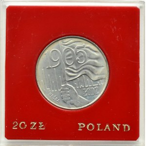 Polsko, PRL, 20 zlotých 1980, Lodž 1905, vzorek, Varšava