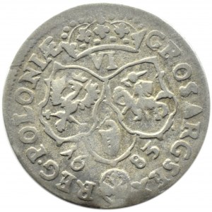 Johann III. Sobieski, Sixpence 1683 TLB, Bydgoszcz, Wappen Jelita, 10 gekrönte Juwelen