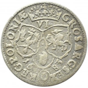 Jan III Sobieski, šestipence 1683 TLB, Bydgoszcz, erb Leliwa, 10 korunovaných klenotů