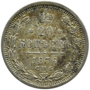 Russland, Alexander II, 20 Kopeken 1876 HI, St. Petersburg