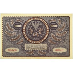 Poland, Second Republic, 1000 marks 1919, 2nd series AE - type 4, Warsaw, UNC