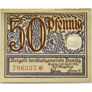 Wolne Miasto Gdańsk, 50 fenigów (pfennig) 1919