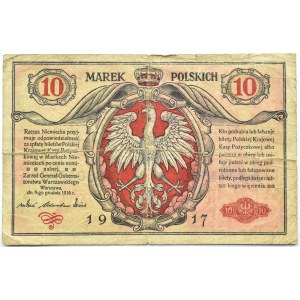 Generalgouvernement, 10 Mark 1916, General, Serie und Nummer A8....