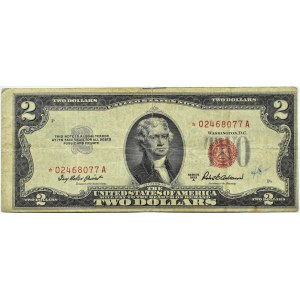 USA, 2 Dollars 1953 A, Serie mit Stern, rote Marke, selten