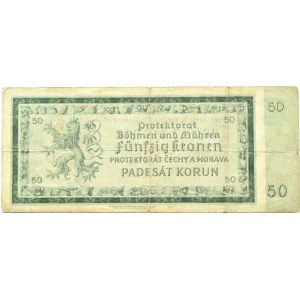 Protectorate of Bohemia and Moravia, 50 crowns 1940, series A 09, Prague