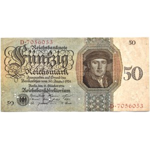 Niemcy, Republika Weimarska, 50 marek 1924, seria D/D, Berlin, RZADKIE