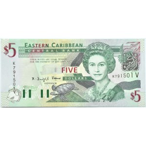 Wschodnie Karaiby, Elżbieta II, 5 dolarów 2003 St. Vincent, seria K, UNC - rzadkie
