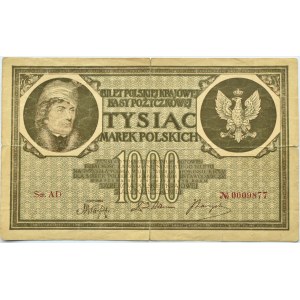 Polen, Zweite Republik, 1000 Mark 1919, Serie AD, Warschau
