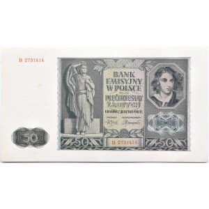 Polen, Allgemeine Regierung, 50 Zloty 1941, Serie B, Krakau, UNC/UNC-