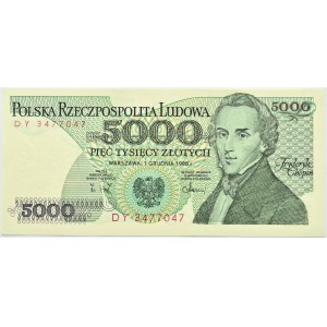 Polsko, PRL, F. Chopin, 5000 zlotých 1988, série DY, Varšava, UNC