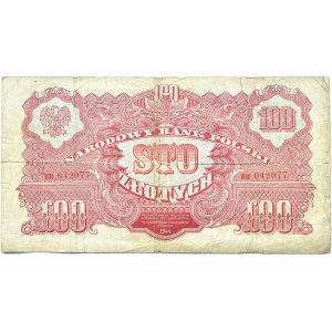 Ľudové Poľsko, Lublinská séria, 100 zlotých 1944, séria HH, ...-owe, výška 4,13 mm, ZRADA