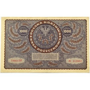 Poland, Second Republic, 1000 marks 1919, 1st series DF - type 7, Warsaw