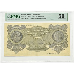 Pologne, Deuxième République, 10000 marks 1922, série A, Varsovie, PMG 50