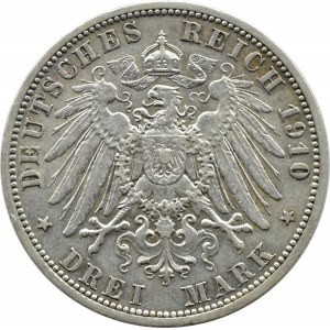 Niemcy, Hesja, Ernest Ludwig, 3 marki 1910 A, Berlin