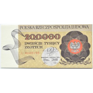 Poland, People's Republic of Poland, Warsaw, 200000 zloty 1989, series L, Warsaw, UNC