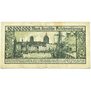 Freie Stadt Danzig, 10 Millionen Mark 1923, ohne Serienbrief, interessante Nummer