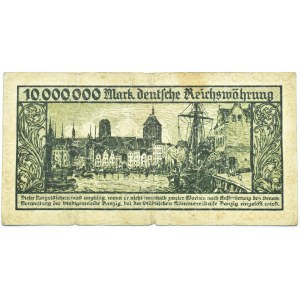 Wolne Miasto Gdańsk, 10 milionów marek 1923, bez litery serii, ciekawy numer