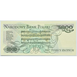 Polska, PRL, F. Chopin, 5000 złotych 1982, seria AD, Warszawa, UNC