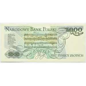 Polsko, PRL, F. Chopin, 5000 zlotých 1988, série DY, Varšava, UNC