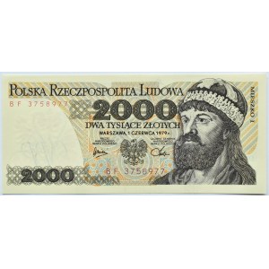 Polsko, Polská lidová republika, Mieszko I, 2000 zlatý 1979, série BF, Varšava, UNC