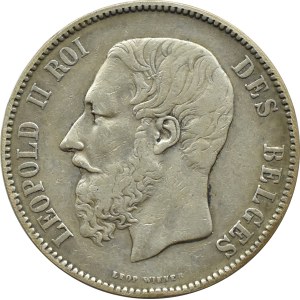 Belgia, Leopold II, 5 franków 1872, Bruksela