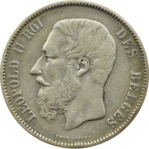 Belgicko, Leopold II, 5 frankov 1872, Brusel