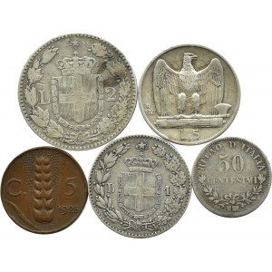 Italy, Umberto I/Vittorio Emanuele II and III, coin lot, Rome/Milan