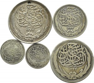 Egipt, Husajn Kamil, lot piastrów 1916-1917, srebro