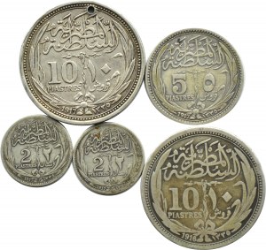 Egipt, Husajn Kamil, lot piastrów 1916-1917, srebro