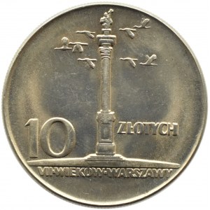 Polsko, Polská lidová republika, 10 zlotých 1965, Zygmuntův sloup, Varšava, UNC