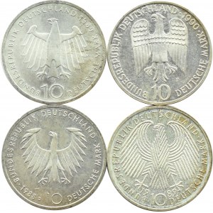 Germany, West Germany, lot 10 marks 1988-1990 D/F/G, Munich/Karslruhe/Stuttgart