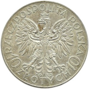 Polsko, Druhá republika, Hlava ženy, 10 zlotých 1933, Varšava